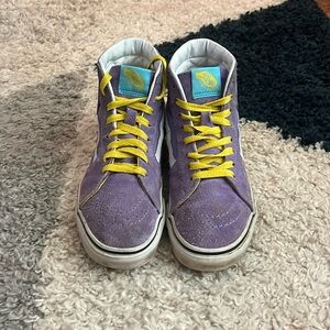 Purple and yellow vans.